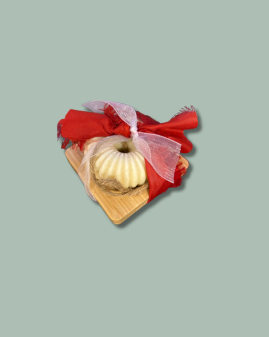 Gift Set Spiraalzeepje met ronde houten zeepschaaltje