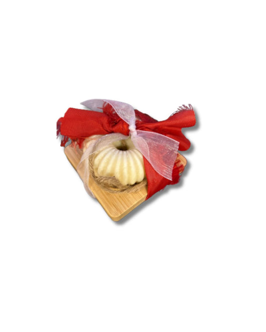 Gift Set Spiraalzeepje met ronde houten zeepschaaltje